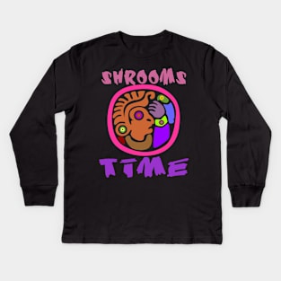 Shrooms Time, mushrooms time. Collecting mushrooms is beautiful and connects with nature Kids Long Sleeve T-Shirt